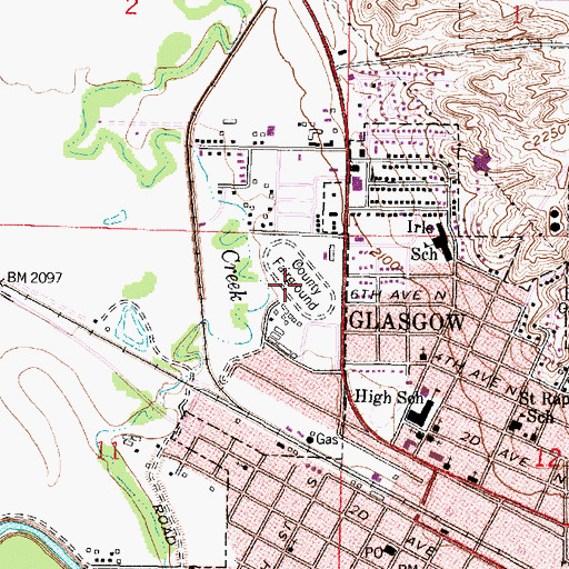 Topographic Map of Valley County Fairgrounds, MT