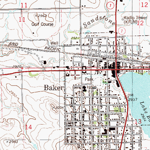 Topographic Map of Steve McClain Memorial Park, MT