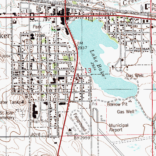 Topographic Map of Lakeview Baptist Church, MT