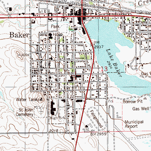 Topographic Map of Fallon County Sheriff's Office, MT