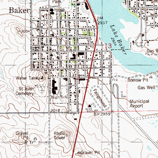 Topographic Map of Lincoln School, MT