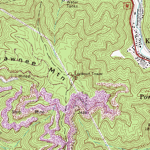 Topographic Map of Shawnee Mountain Lookout Tower, WV