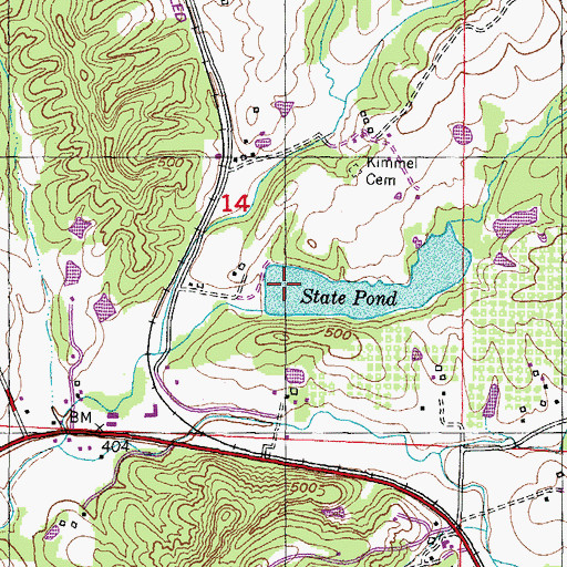 Topographic Map of Anna State Hospital Reservoir Dam, IL