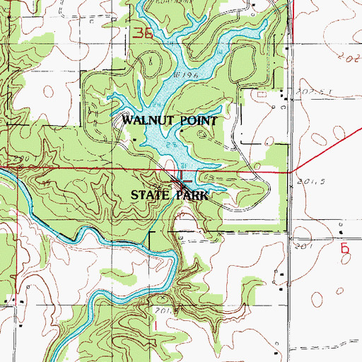 Topographic Map of Walnut Point State Park Lake Dam, IL