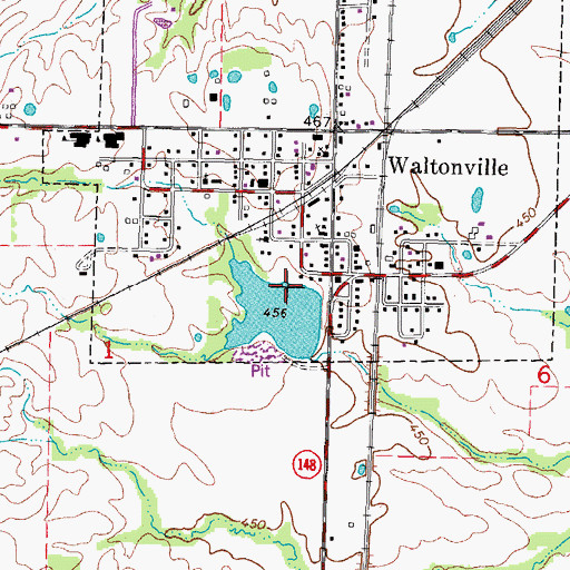 Topographic Map of Waltonville Lake Dam, IL