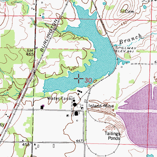 Topographic Map of Raw Water Reservoir, IL