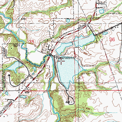 Topographic Map of Waterloo New Reservoir Dam, IL