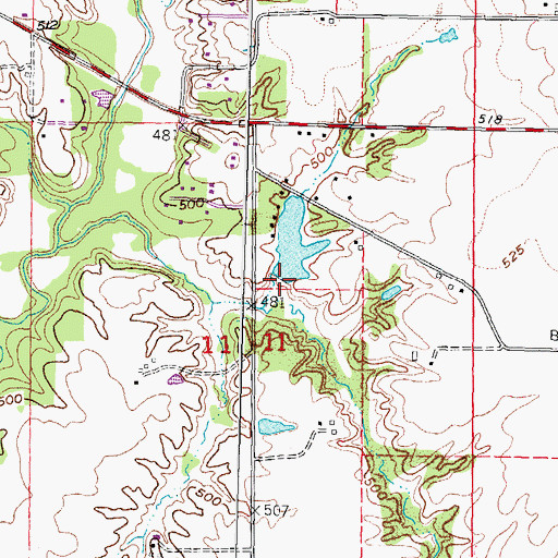Topographic Map of Klaus Lake Dam, IL