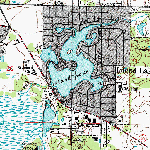 Topographic Map of Island Lake Dam, IL