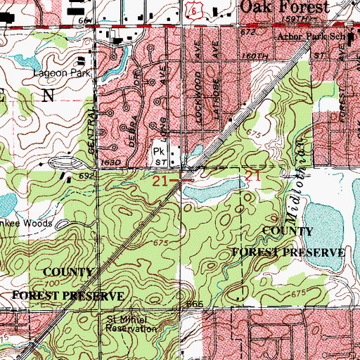 Topographic Map of Midlothian Creek Detention Reservoir, IL