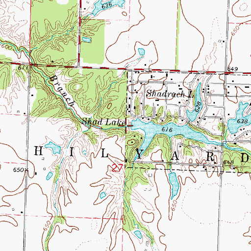 Topographic Map of Shad Lake Dam, IL