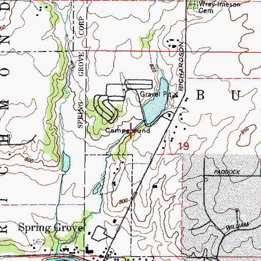 Topographic Map of Kazimier Lake Dam, IL