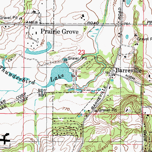 Topographic Map of Thunderbird Lake Dam Number 1, IL
