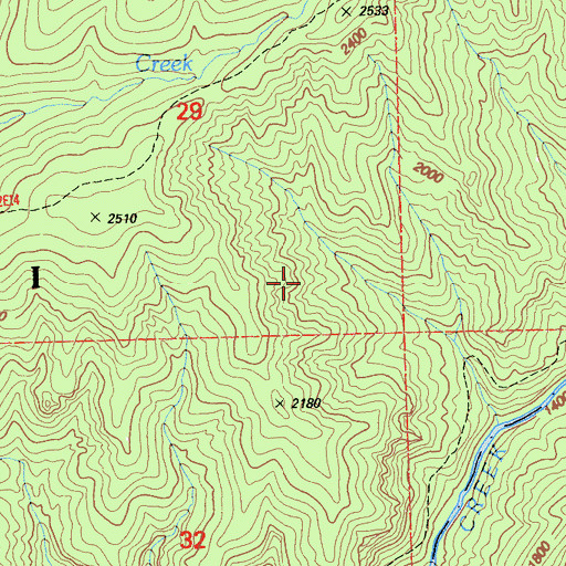Topographic Map of Ishi Wilderness, CA