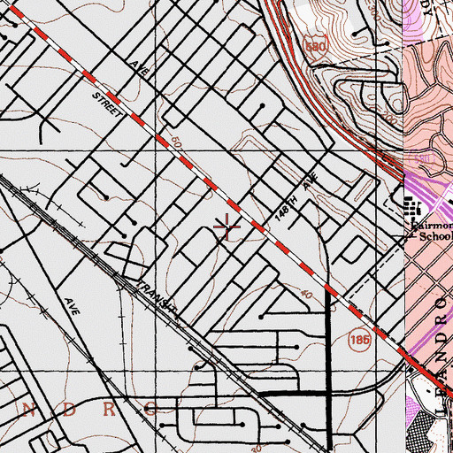 Topographic Map of South Branch San Leandro Community Library, CA