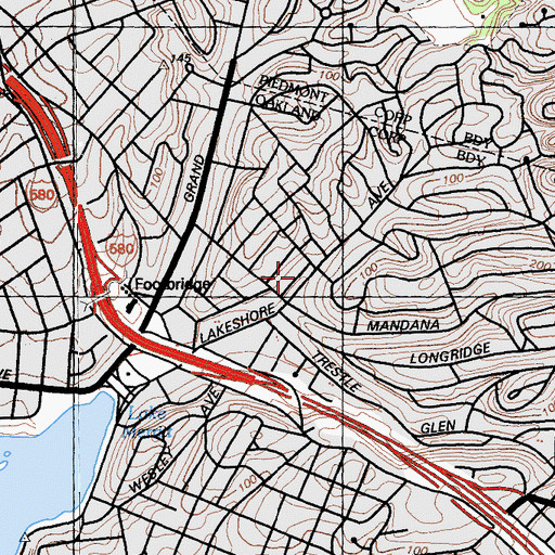 Topographic Map of Mandana Plaza, CA