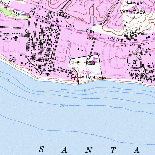 Topographic Map of Santa Barbara Lighthouse, CA