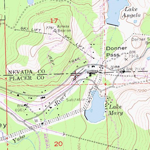 Topographic Map of Donner, CA