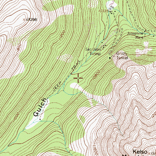 Topographic Map of Great Grizzley Gulch Mine, CO