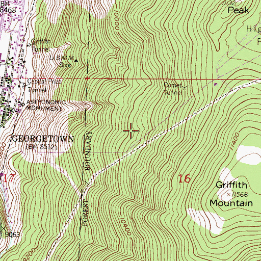 Topographic Map of Brittle Silver Mine, CO