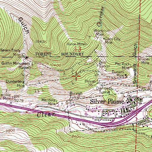 Topographic Map of Bush Mine, CO