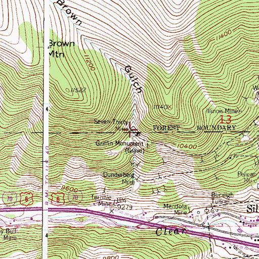 Topographic Map of Hercules Mine, CO