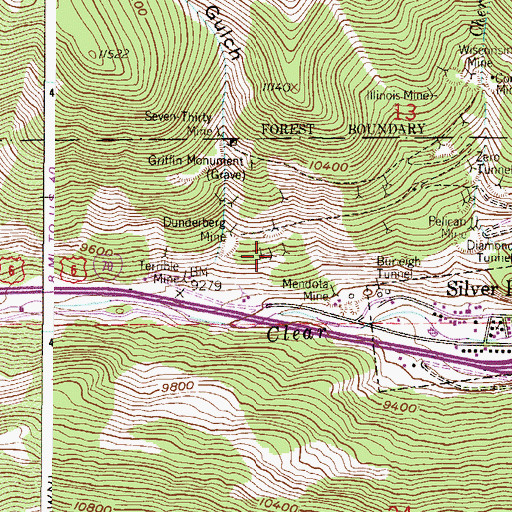 Topographic Map of Peterson Tunnel Mine, CO