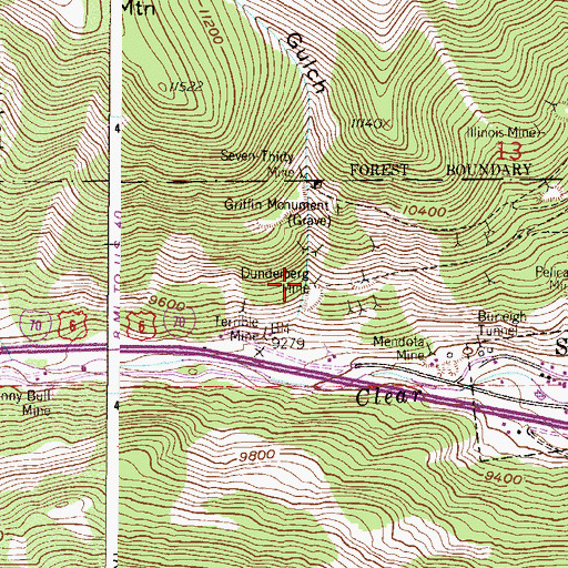 Topographic Map of Terrible Dunderburg Mine, CO