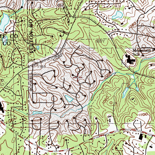 Topographic Map of Wildwood Springs, GA