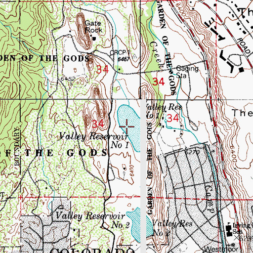 Topographic Map of Valley Reservoir Number 1, CO