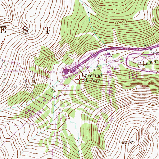 Topographic Map of Loveland Ski Area, CO