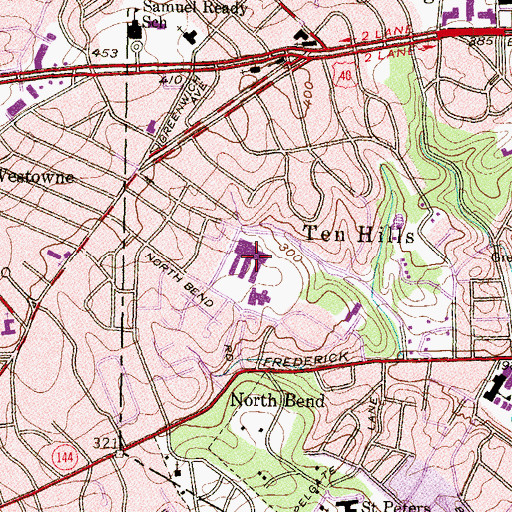 Topographic Map of West Baltimore Middle School (historical), MD
