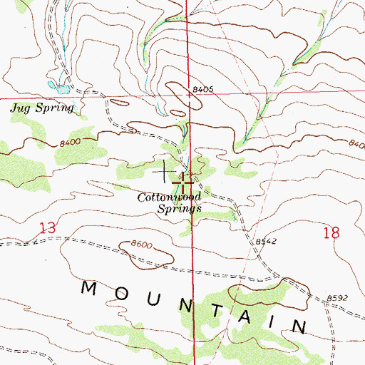 Topographic Map of Cottonwood Springs, CO