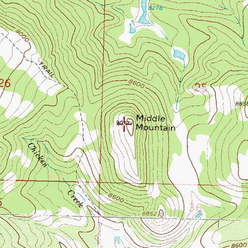 Topographic Map of Middle Mountain, CO