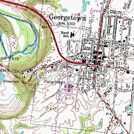 Topographic Map of Old Georgetown Cemetery, OH