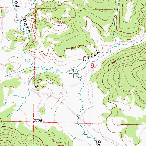 Topographic Map of South Fork Hog Park Creek, WY