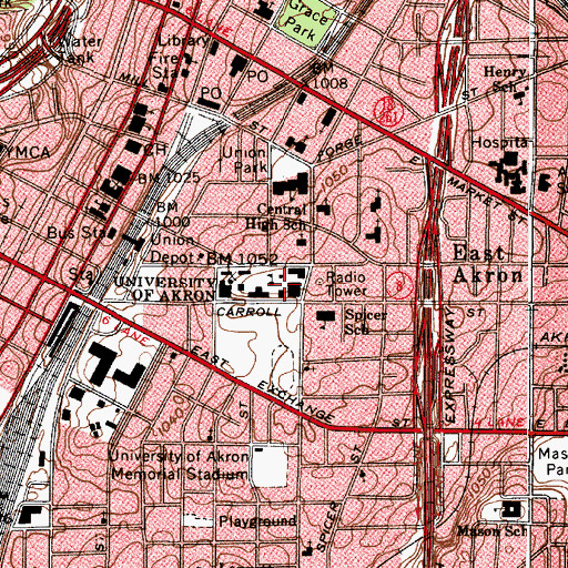 Topographic Map of Spicer Cemetery (historical), OH