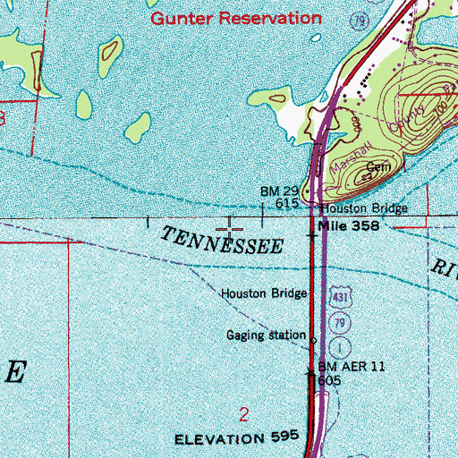 Topographic Map of Guntersville Ferry (historical), AL