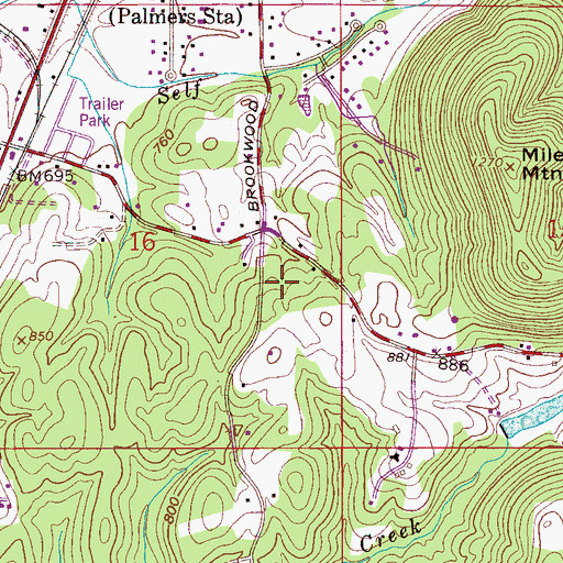 Topographic Map of Overbrook Estates, AL
