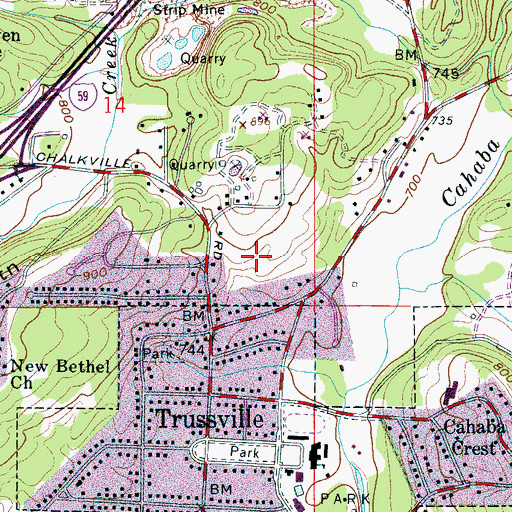 Topographic Map of Woodward, AL