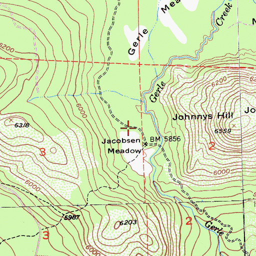 Topographic Map of Jacobsen (historical), CA