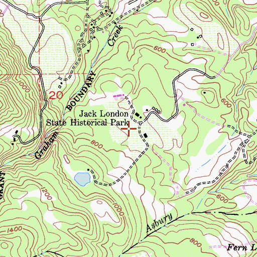 Topographic Map of Jack London Ranch, CA