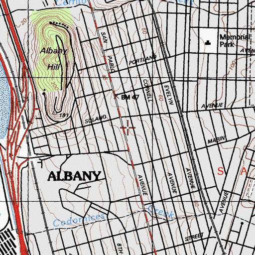 Topographic Map of Albany YMCA, CA