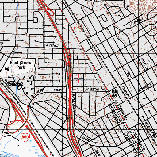Topographic Map of Balboa Park Baptist Church, CA