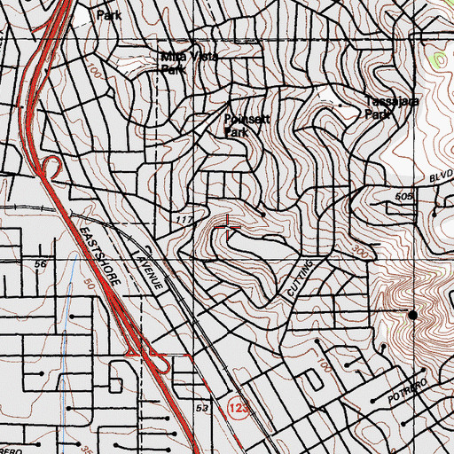Topographic Map of Canyon Trail Park, CA