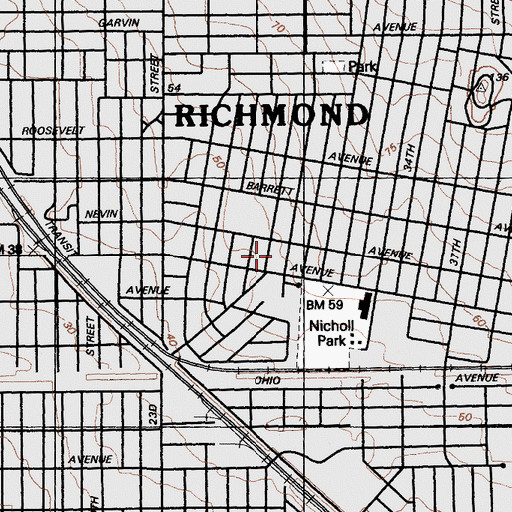 Topographic Map of Unity Church of Richmond, CA