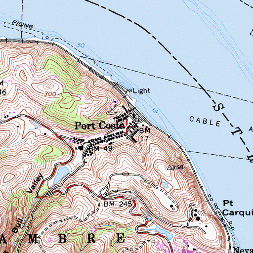 Topographic Map of Port Costa Post Office, CA