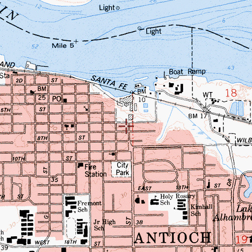 Topographic Map of Antioch Hospital (historical), CA