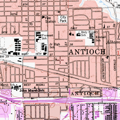 Topographic Map of Antioch Square Shopping Center, CA
