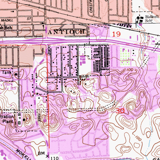 Topographic Map of Hilltop Christian School, CA